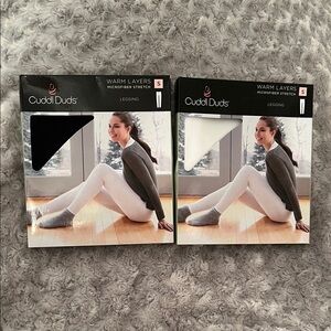 2 Pairs of Cuddl Duds Warm Layers Microfiber Stretch Leggings NWT